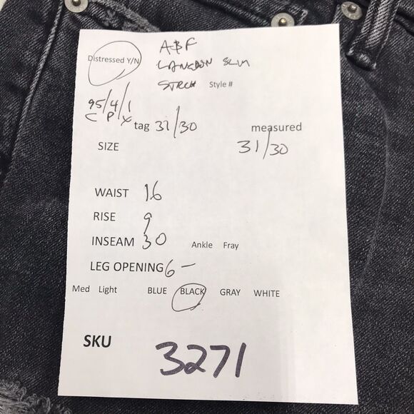 ABERCROMBIE & FITCH Langdon Jean Men 31x30 Black Slim Stretch Distressed Y2K - Picture 14 of 14